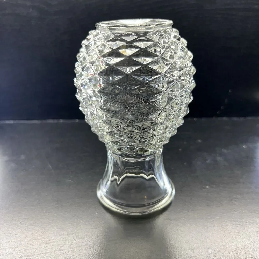 Vintage 1982 FTD Pineapple Shaped Diamond Point Pressed Glass 5.5